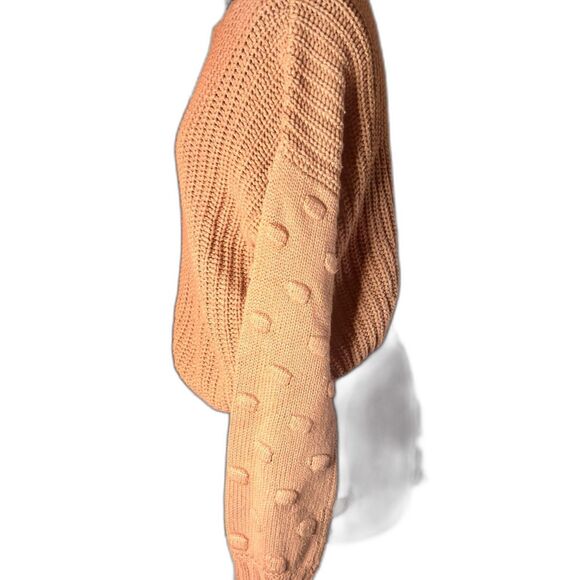 Jessica Simpson Tan Bobble Sleeve Chunky Sweater Women’s S Cozy Fall Pullover - Picture 5 of 9